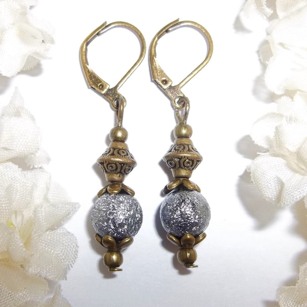 Blue & Boho Brown Bronze Beaded Earrings NWT 5817